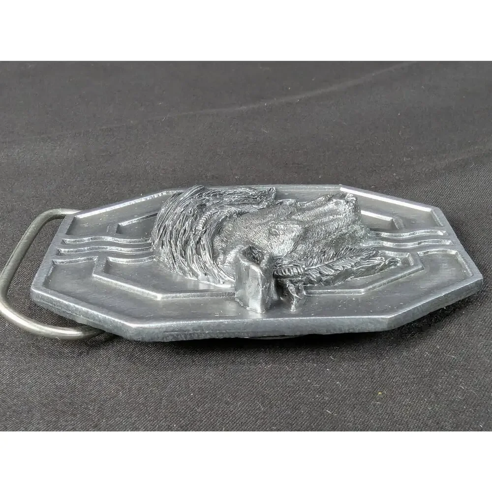 Vintage 1988 Siskiyou Buckle Co Mighty Horse Belt Buckle Solid Pewter Made in...